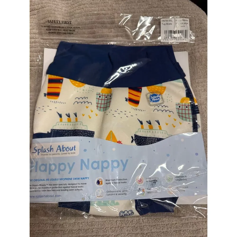 Splash About Happy Nappy Reusable Swim Diaper, Tug Boats XXL 2-3 Years